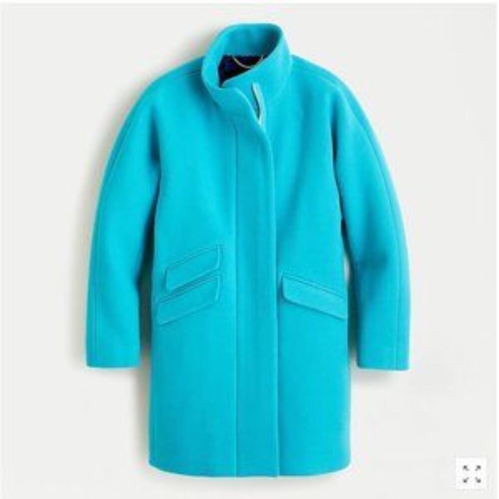 J. Crew Petite Aqua Sea Italian Wool Cocoon Coat, Size 00P